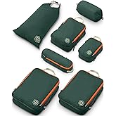 Large Compression Packing Cubes for Travel-Packing Cube Luggage Organizers 7 Piece Set for Checked Luggage-Ultralight, Expandable/Compression Bags by TRIPPED Travel Gear (Green/Orange)