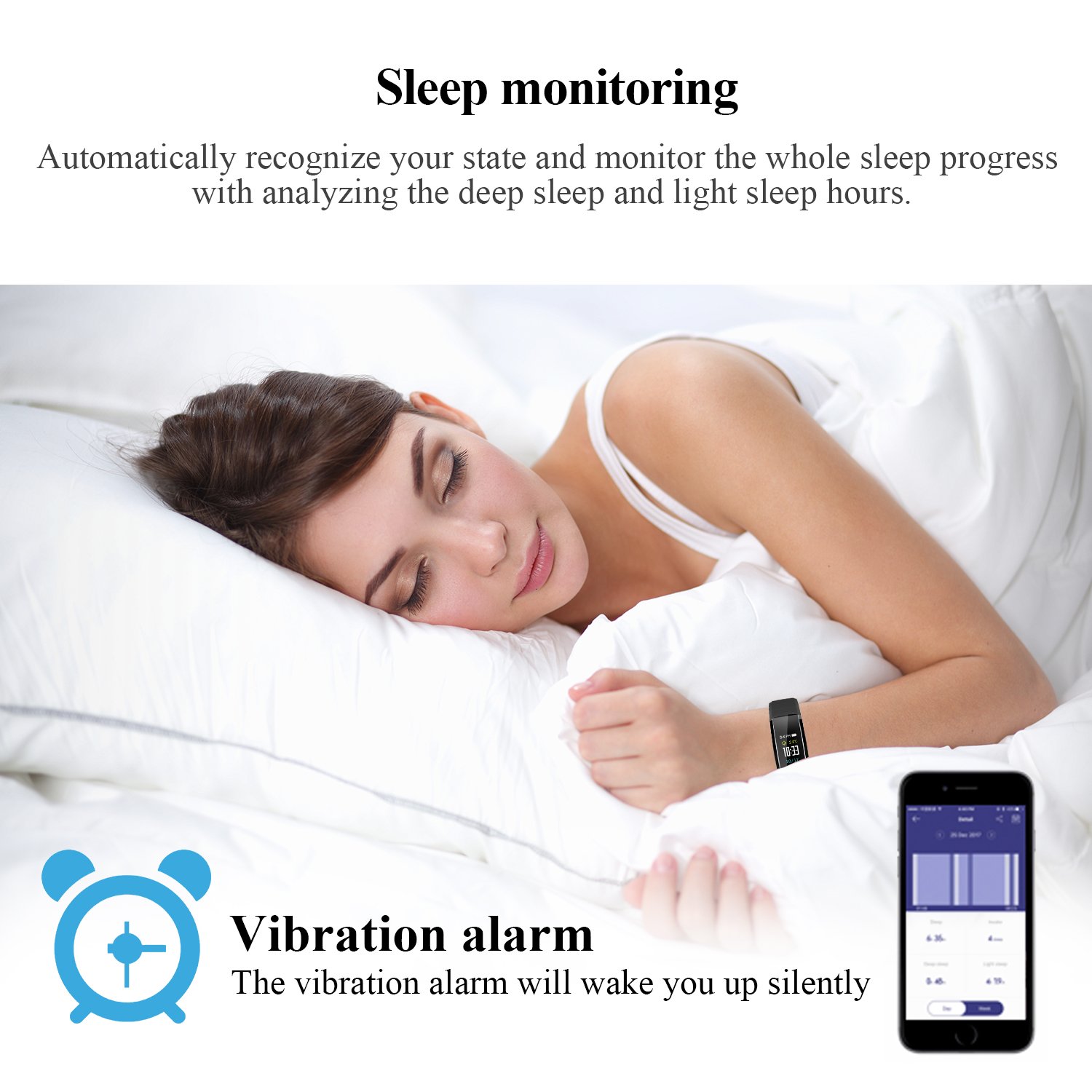 ARONTIME Fitness Tracker Smart Bracelet with Heart Rate Monitor Activity Tracker Pedometer with Sleep Monitor Smartwatch For Android Ios Smartphones