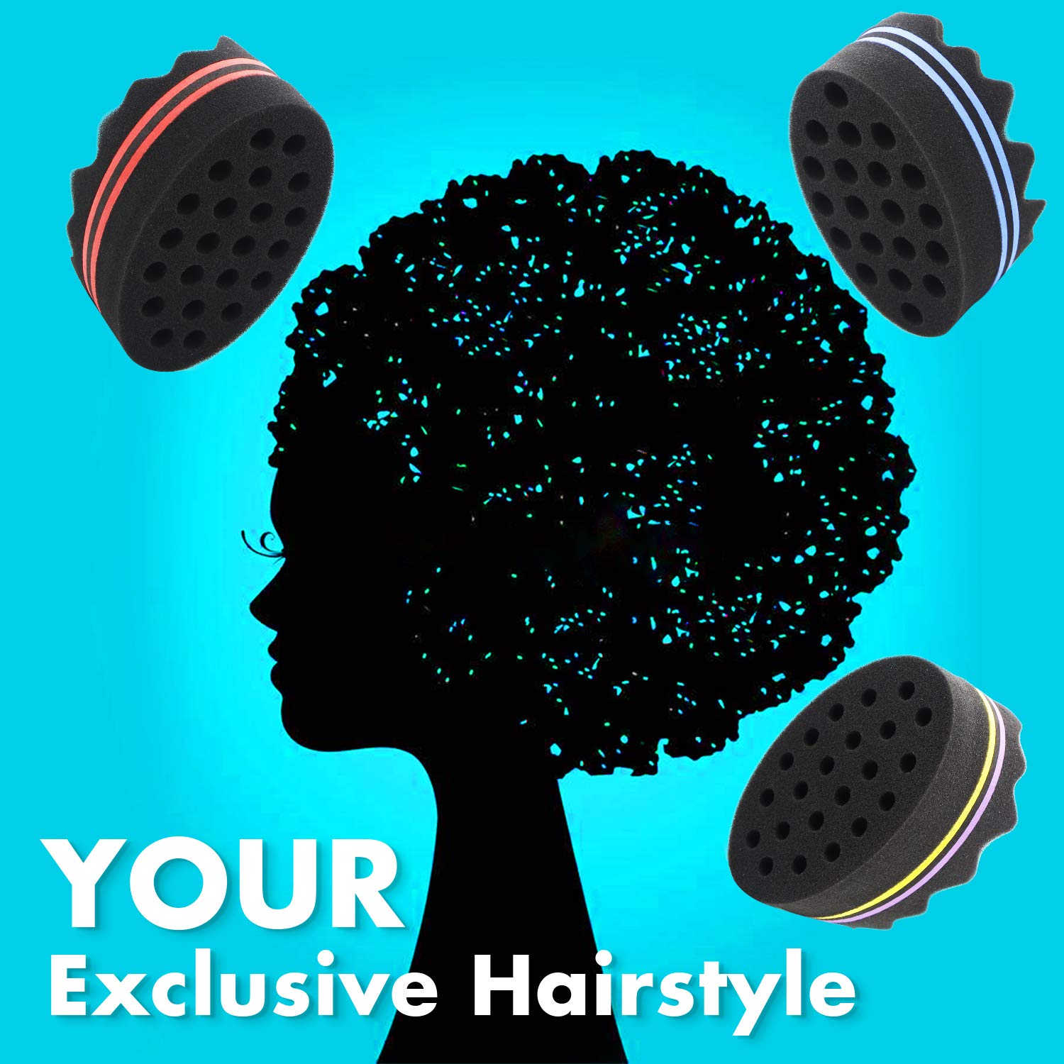 Parabirds Curl Twist Hair Sponge Double-Sided Hair Brush Afro Hair Comb(3PCS)