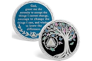 CHURYUML 1 Year Sobriety Coin Tree of Life Sobriety Chip One Year AA Chips and Medallions Sobriety Gifts for Women Men Alcoho