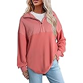 SHEWIN Womens Fall Sweatshirt Casual Waffle Knit Half Zip Pullover Loose Long Sleeve Tops