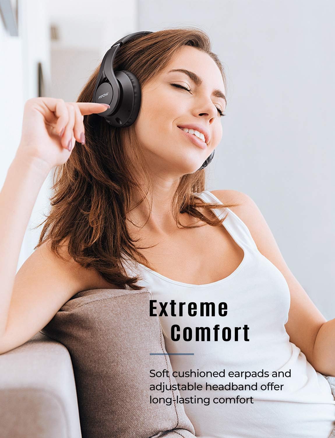 Mpow 059 Pro Bluetooth Headphones Over Ear, 60Hrs Playtime, Wireless Bluetooth 5.0 Headphones with Hi-Fi Stereo Sound, Protein Earpads Headset w/Mic for Kids, Adults, Travel, Office, Online Class