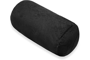 1 MIDDLE ONE Round Cylinder Bolster Pillow with Removable Velvet Cover, Tube Roll Cervical Pillow for Head, Neck, Back and Legs Support, 13" x 6", Black