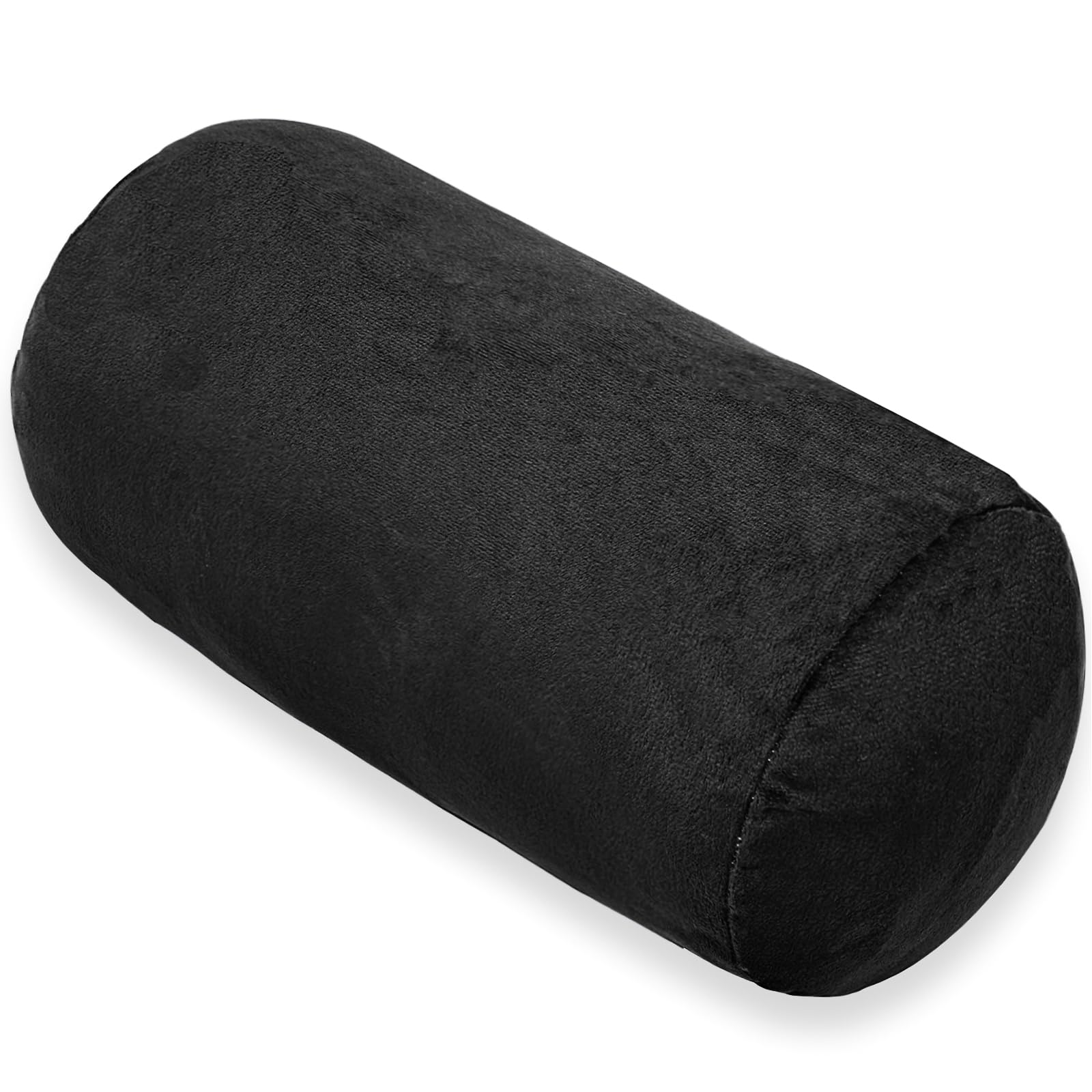 Photo 1 of 1 MIDDLE ONE Round Cylinder Bolster Pillow with Removable Velvet Cover, Tube Roll Cervical Pillow for Head, Neck, Back and Legs Support, 13" x 6", Black
