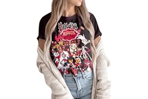 BTLYUIOAPE Hazbin Hotel Merch Women Hazbin Anime Hotel Shirt Short Sleeve Round Neck Pullover Tops Anime Pullover Tops 2024