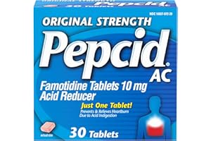 Pepcid AC Original Strength Heartburn Relief Tablets, OTC Medicine Prevents & Relieves Heartburn Due to Acid Indigestion & Sour Stomach, 10mg Famotidine Acid Reducer, Fast-Acting, 30 ct