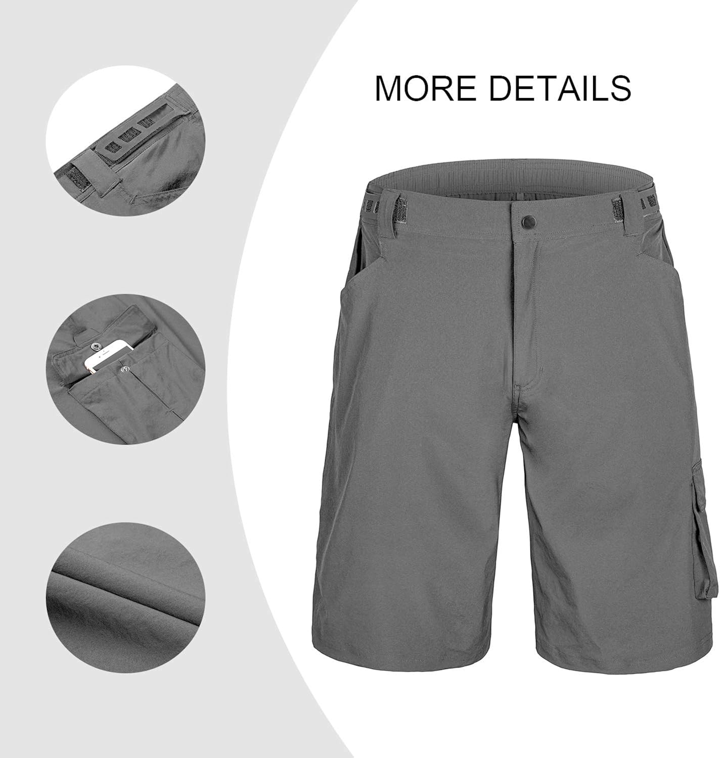 qualidyne Men's 3D Padded MTB Shorts Lightweight Mountain Bike Shorts, Loose Fit Cycling Shorts: Clothing