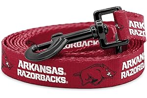 SHOPINSTAPETS Arkansas Razorbacks Collars and Leashes | Officially Licensed | Fits All Pets! (6 Ft Leash)