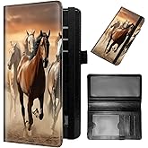 GFRGTFHYT Checkbook Cover for Women & Men PU Leather Checkbook Covers for Personal Checkbook Slim Check Book Credit Card Holder Holder Wallet with RFID Blocking for Duplicate Checks,Running Horse