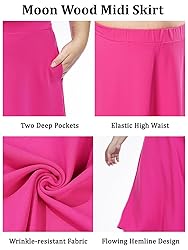 Moon Wood Women's Plus Size Midi Skirt High Elastic