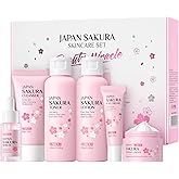 LAIKOU Skin Care Set, Facial Skin Care Products, Skin Care Kit with Sakura Serum, Cleanser, Toner, Lotion, Eye Cream, Essence Cream 6pcs for Women Teen Girls Mom Daughter Lover Mother's Day Christmas
