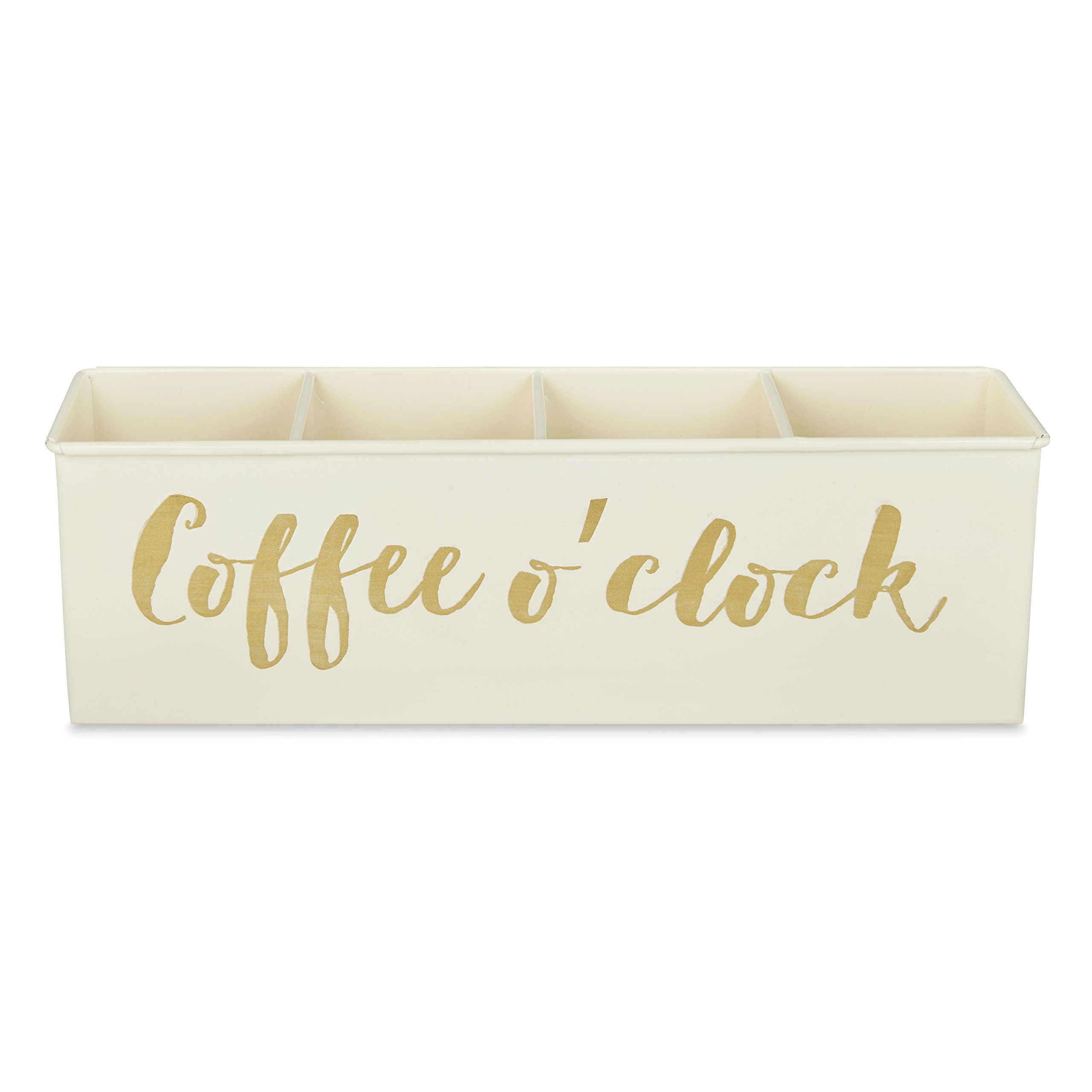 Elan Coffee-Clock Multi functional 4 Compartment Supplies Desk Organizer, Candy-Colored Pen-Pencil Stand Desktop Storage Organizer (Ivory)