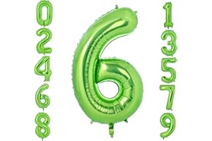 Vonokee 40 Inch Light Green Giant Number Balloons 6, Jumbo Digital Foil Mylar Balloon for Birthday Party Wedding Anniversary Celebration Decoration