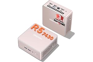 GEEKOM A5 Mini PC (Silent & Powerful), AMD Ryzen 5 7430U (Up to 4.5GHz), 16GB DDR4 RAM (Upgradable, Not LPDDR) & 512GB NVMe S