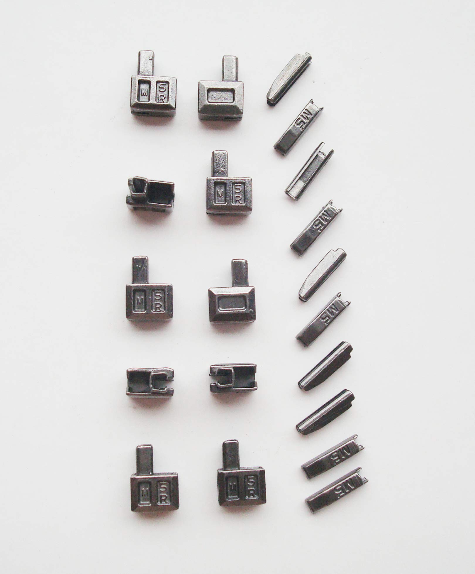 MYIW 20 pieces #5 Metal Zipper Retainer Box and Zipper Insertion Pin,Zipper Bottom Stopper Sliders Repair Kit,Replace Broken Separating Zippers Kit (Gun metal)