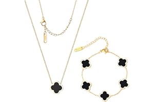 WSupikio Delicacy Clover Bracelets Necklace Set:Clover Necklaces Clover Bracelet Women Link Bracelets Cute Gold Jewelry
