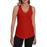PRIMODA Womens Loose Fit Tank Tops V Neck Sleeveless Top Shirts Casual Summer Flowy Shirt