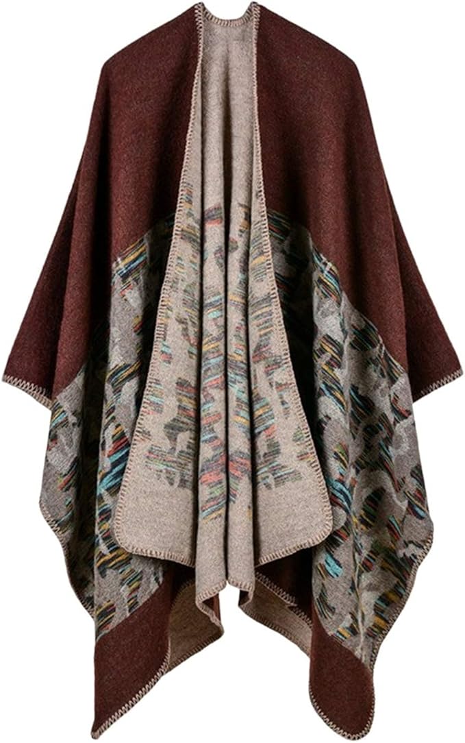 Capa Mujer Elegante Otoño Invierno Anchos Poncho Chal Casuales Mode De