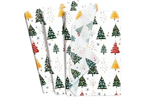 ETHANBERG 120 Sheets Christmas Gift Wrapping Tissue Paper Bulk, Green Red Gold Xmas Trees Tissue Paper for Gift Bags, Decorative Art Papers for Winter Holiday New Year Christmas Party Decor, 20x14 Inches