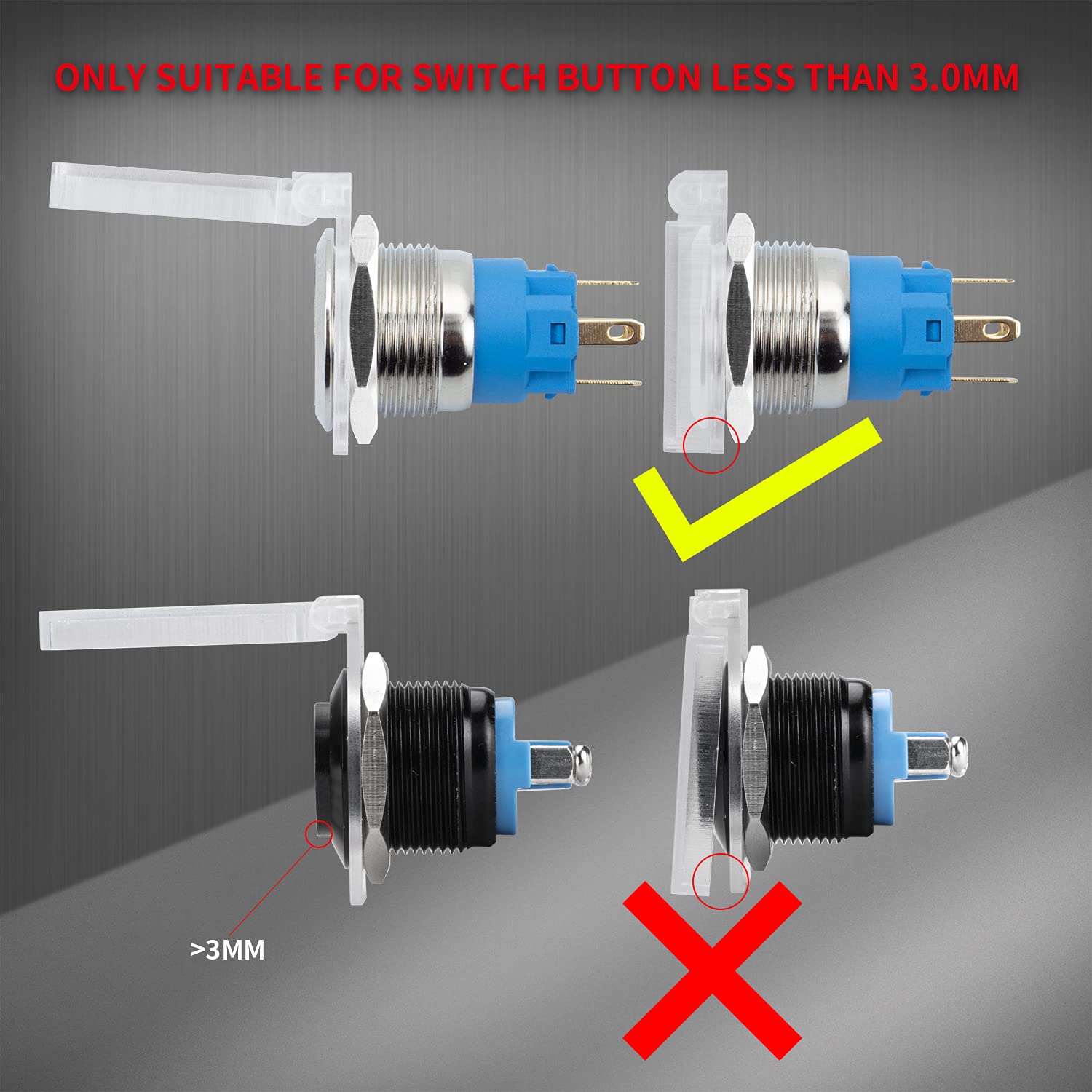 DaierTek 16mm Dustproof Safety Push Button Cap Cover Guard Plastic Protector Child Proof for 16mm Push Button Switch Computer Light Pad -2Pack