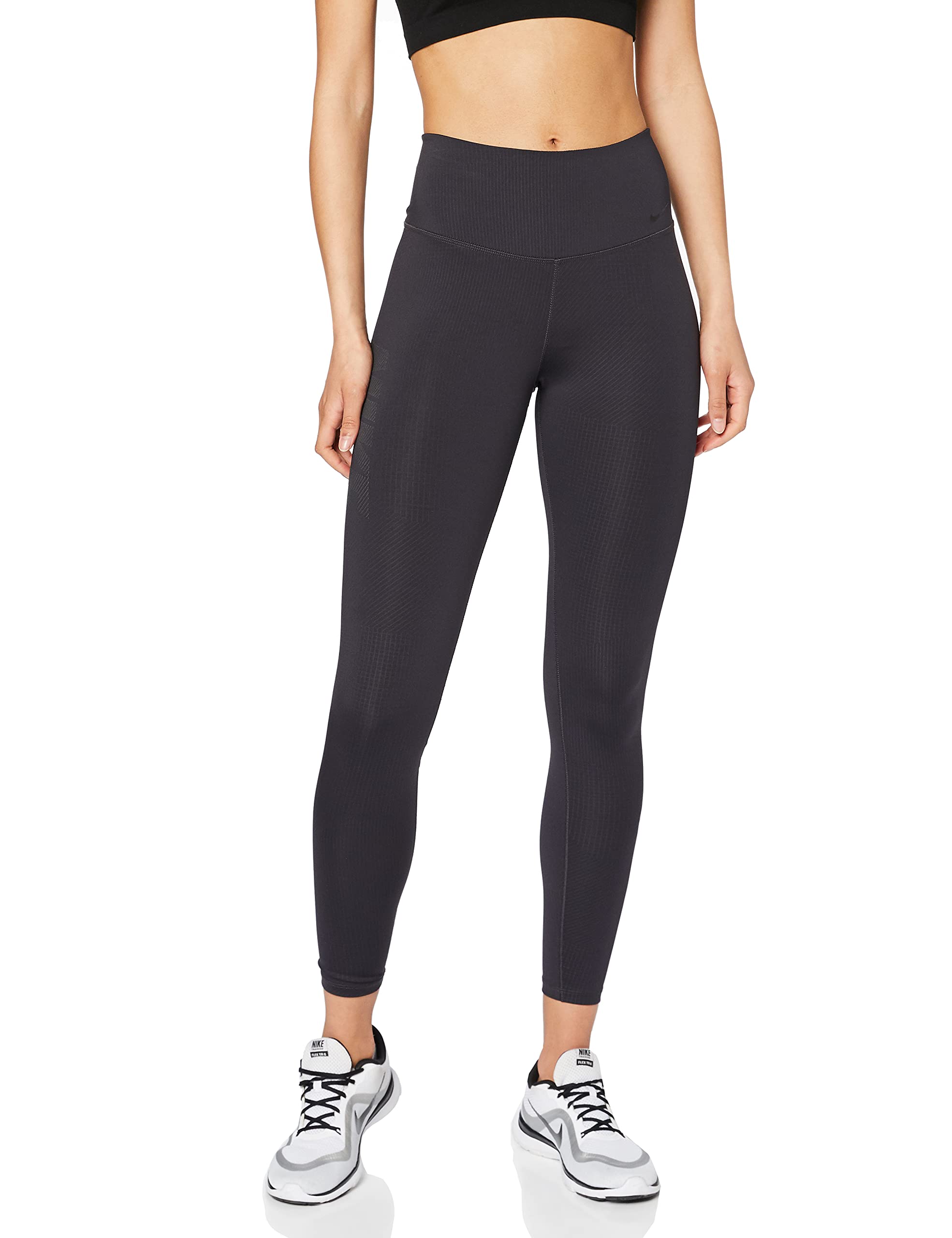 NIKE Women W NK PWR STUDO GD VNR 7/8 Pants - Oil Grey/Black, Small