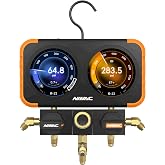 NAVAC N2DX Flex-X Digital Manifold - 72 Refrigerants, 100Hr Battery, A2L | HD color digital manifold supports 72 refrigerants and A2L systems, with a rechargeable 100-hour battery and aluminum body.