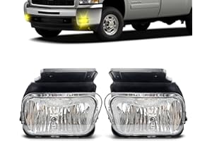 BOXLIGHT Fog Lights Compatible with 2003 2004 2005 2006 2007 Chevy Silverado All Models / 2002 2003 2004 2005 2006 Avalanche Fog Lamp, 1 Pair Bumper Driving Fog lights(Clear Lens)