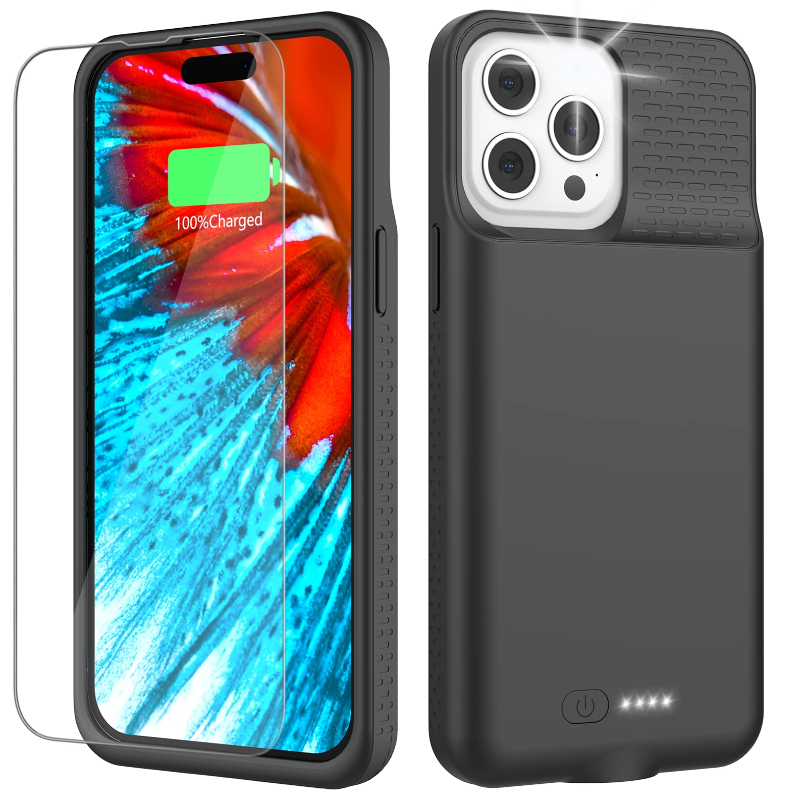 Photo 1 of Battery Case for iPhone 14 Pro Max/13 Pro Max/12 Pro Max, Real 7000mAh Rechargeable Smart Extended Charging Case With Anti-Abrasive Flocking for 14 Pro Max/14 Plus/13 Pro Max/12 Pro Max(6.7inch)