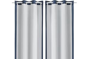 OWENIE Curtain Liner Blackout 2 Panles with 13 Pieces Rings Set, Greyish White Thermal Curtains Liner for Behind Curtains 63 Length, Solid Block Curtains Liner 36" Wide 58 "Long, 2 Pcs = 72" W