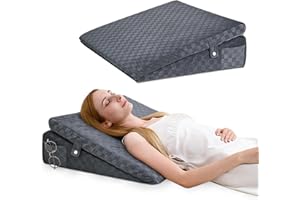 ENITYA Wedge Pillow - 7.5" Bed Wedge Pillow for Sleeping - Bed Wedge for Back Pain Relief/Sleep Apnea/Acid Reflux Relief/After Surgery/Leg Support - Breathable Foam Top, Washable Cover, Grey