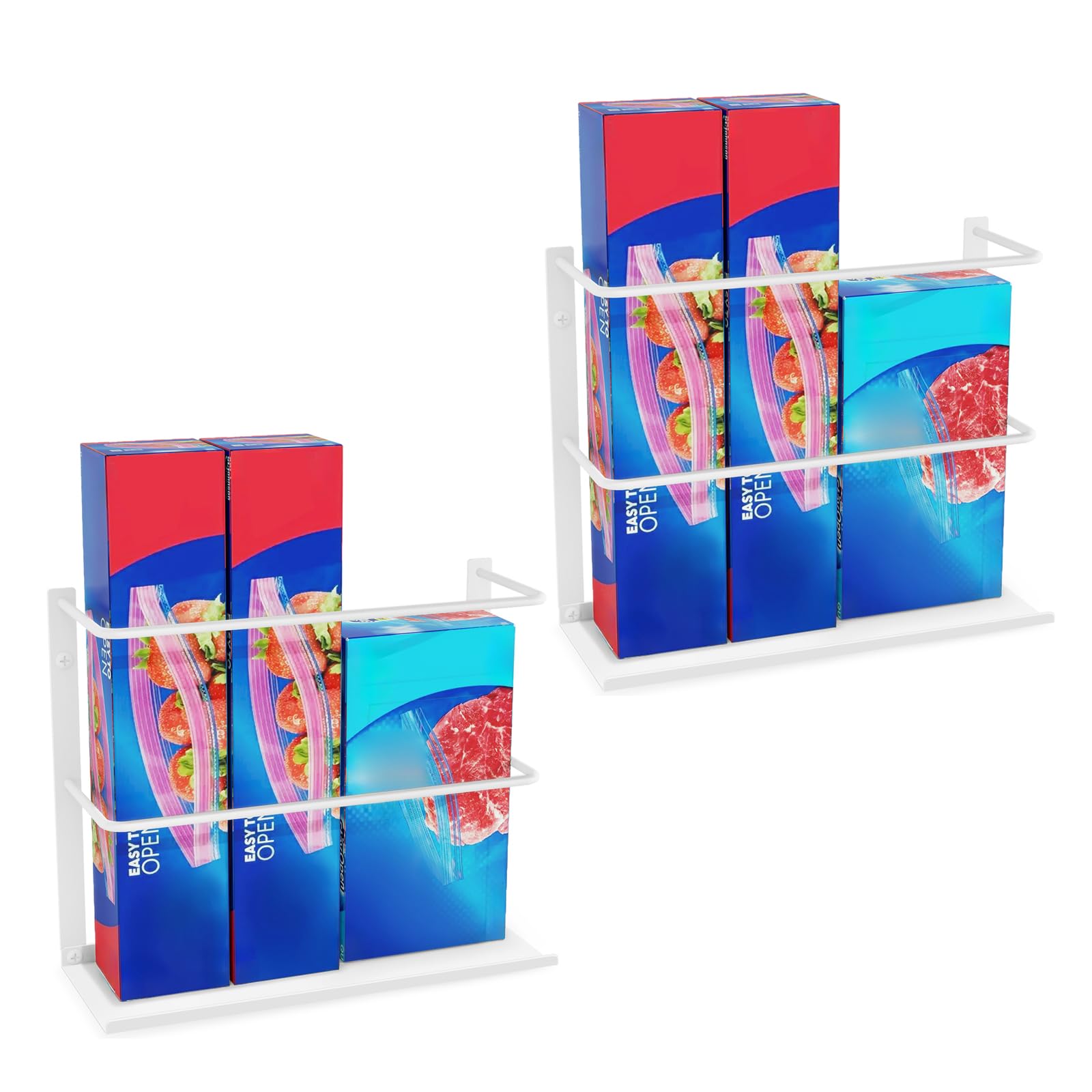 Photo 1 of ***(MISSING SCREW)***Gypie 2 Pack Kitchen Wrap Organizer Door Mount, Aluminum Foil Holder Cabinet Door Organizer Cabinet Storage Basket for Kitchen Wrap/Food Bag Storage, White