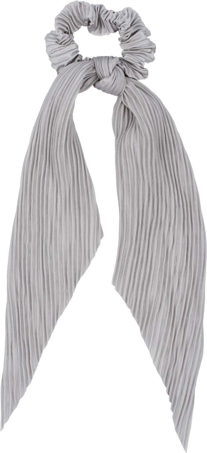 styleBREAKER Ladies hair tie pleated with bow in retro style, elastic, scrunchie, plait elastic, hair band 04027014, Colour:Light-Grey