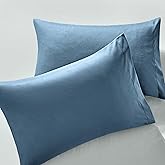 MILVOWOC 2Pcs Brushed Microfiber King Pillowcases - 20 x 36 Inch, Slate Blue Pillow Case Set Non Slip Envelope Pillow Cover with Moisture Absorption and Anti-Wrinkle