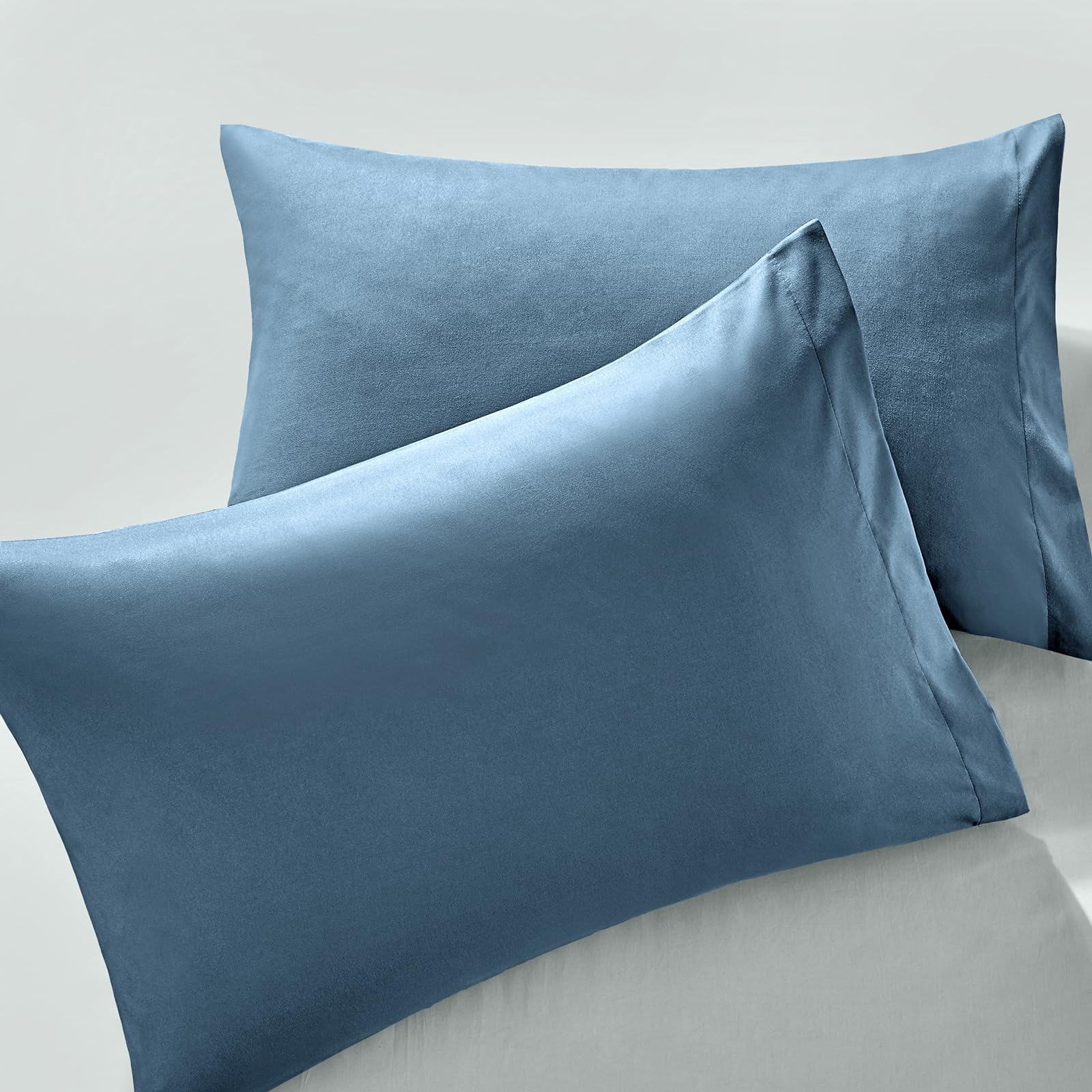 MILVOWOC 2Pcs Brushed Microfiber King Pillowcases - 20 x 36 Inch, Slate Blue Pillow Case Set Non Slip Envelope Pillow Cover with Moisture Absorption and Anti-Wrinkle