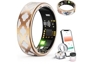 OUCSCRU Smart Ring for Women Man, Health Fitness Tracker, IP68 Waterproof Sleep Monitoring With Charging Case And Ring Protector, Remote Photography, No Subscription Fee for iPhone & Android (Rose Gold, 9#)