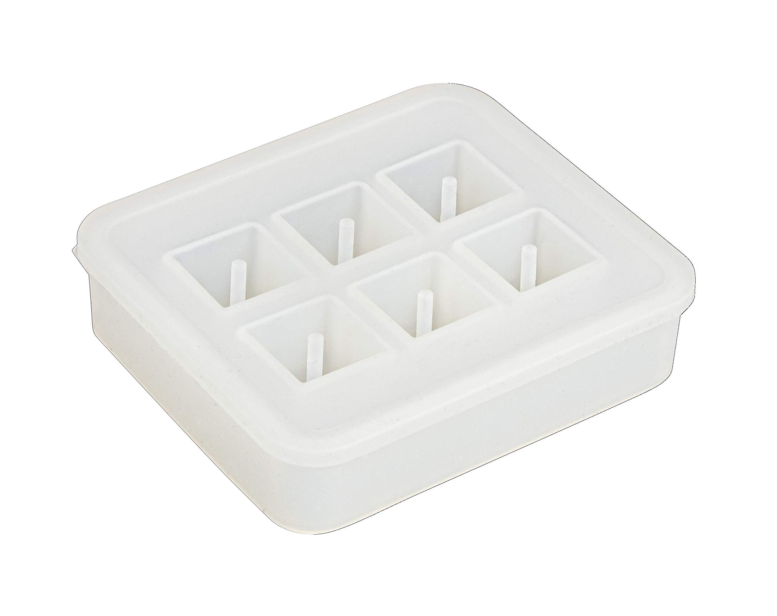 Rayher 35042000 Silicone Casting Mould for Jewellery Making, Casting Tray with 6 Cube Shapes for Concrete, Plaster of Paris, Resin, Wax and Soap, 16 x 16 mm, White