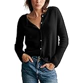 Lviefent Women Knit Cardigans Lightweight Casual Crew Neck Button Down Long Sleeve Sweater Jumper Layer Top
