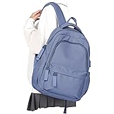 winspansy Simple Cute Backpack for Women Men Waterproof College Bag fit 14 Inch Laptop with USB Charging Port,Violet