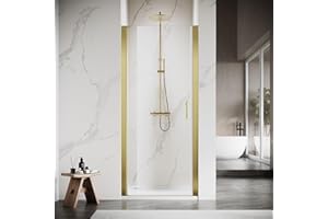 UCALAFEE Pivot Shower Door 29.5-31" W x 72" H, Semi-Frameless Shower Door with Easy-Clean & Anti-Fog 1/4"(6mm) Clear Tempered Glass for Bathroom Walk-in Shower, SGCC Certified​, Brushed Gold