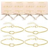 4 Pcs Bridesmaid Proposal Gifts - Bridesmaid GIfts Tie The Knot Bracelet Adjustable Gold Chain, I Couldn’t Tie a Knot Without You Gold Bracelet for Bridal Party Favors Proposal Wedding Gift Sets