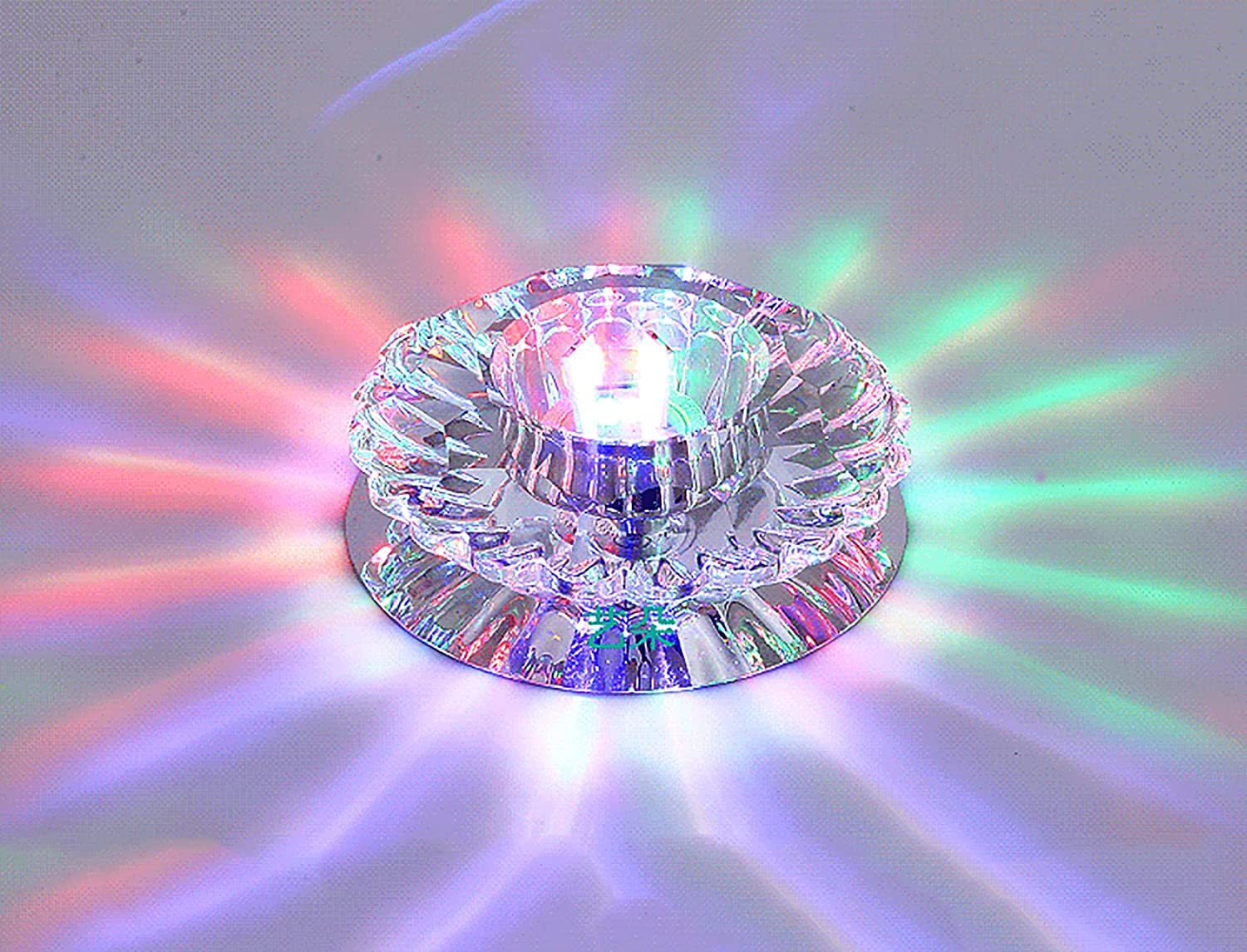 Skybook Crystal LED Downlight, 3W Recessed Ceiling Light with 5-8cm Aperture, LED Decorative Spotlight for Creative Corridor in Hallway, Hallway, Living Room, Bedroom (Colourful, 1x)