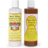 Maui Babe Before And After Browning Lotion, [2-Pack]- Before And After Sun Tan, Made In USA, 8 Ounces