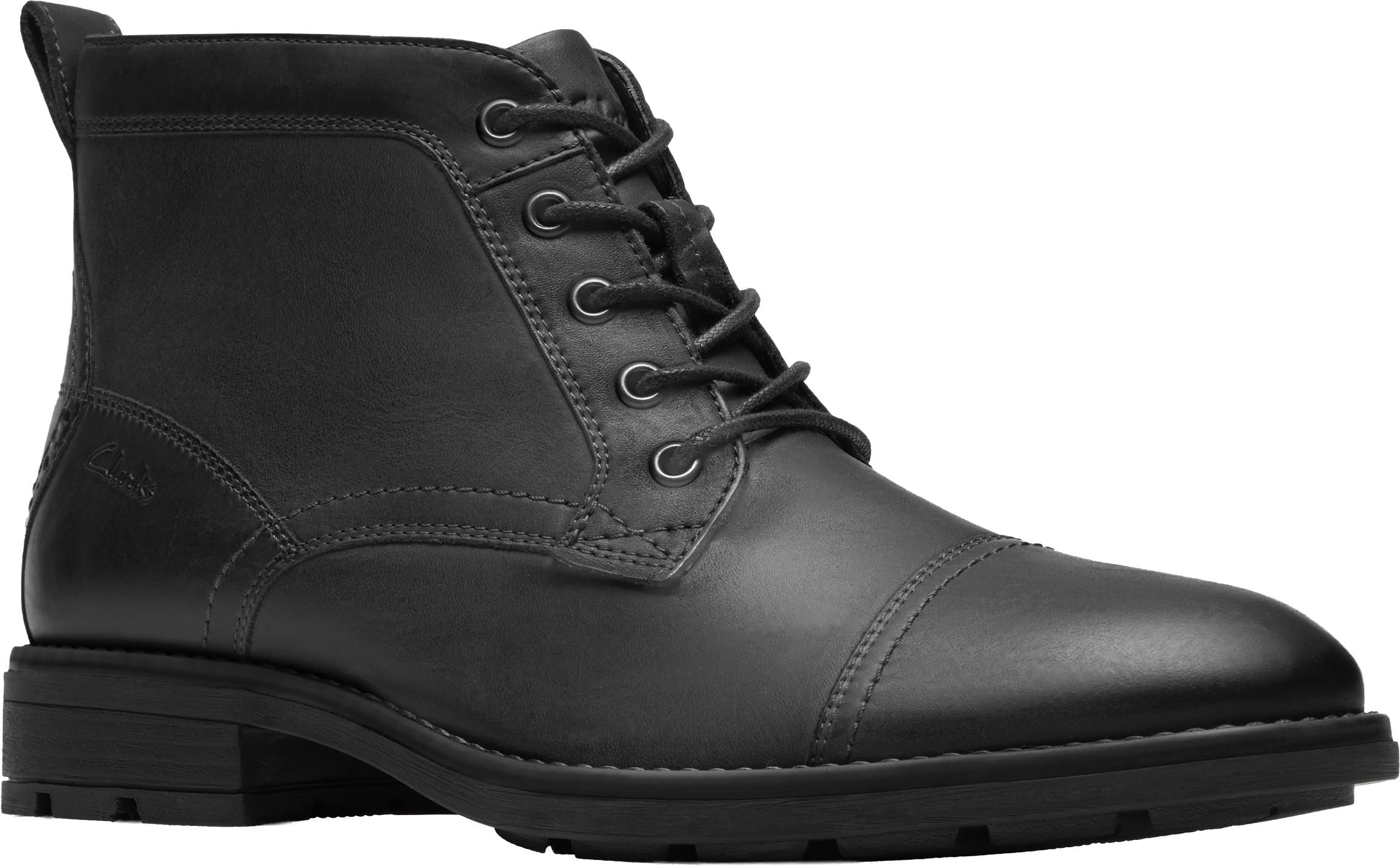 Clarks Men’s Emmet Zip Ankle Boot, Black Distressed Leather, 9.5