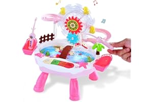IIROMECI Fishing Game Toys for Kids Ages 3-5, Fishing Toy Set with Rotating Ferris Wheel, Animals Slide and Music, Board Games for Toddlers Ages 4-8, Gift for Boys and Girls