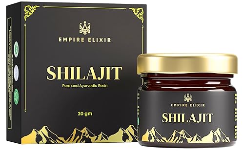Shilajit Resin Pure Himalayan 20g Jar - by Empire Elixir High Potency Gold Grade for Men & Women | Natural Mineral Supplement | Energy Boost & Immune Support, 75% Fulvic Acid