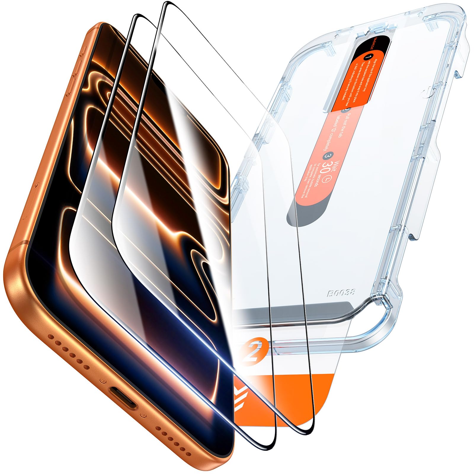DIMONCOAT for iPhone 17 Pro Screen Protector, 13FT Drop Tested, Stronger Edge Protection, 9H+ Military-Grade Tempered Glass, Case Friendly, Easy Installation, Bubble-Free, Anti-Scratch, 2 Pack (6.3")