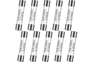 Kingdder 10 Pieces Ff10a 600v Multimeter Fuses Dc Dmm Fast Blow Action 10 Amp Ceramic Fuses Brass Made for Dc Dmms 6.3 x 32 mm