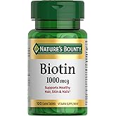 Nature's Bounty Biotin, 1000 mcg, 100 Tablets | Supports Metabolism for Energy and Healthy Hair, Skin, and Nails