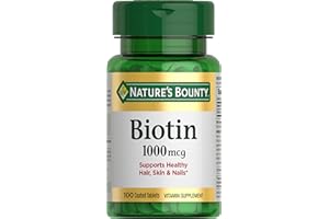Nature's Bounty Biotin, Supports Metabolism for Energy and Healthy Hair, Skin, and Nails, 1000 mcg, 100 Tablets