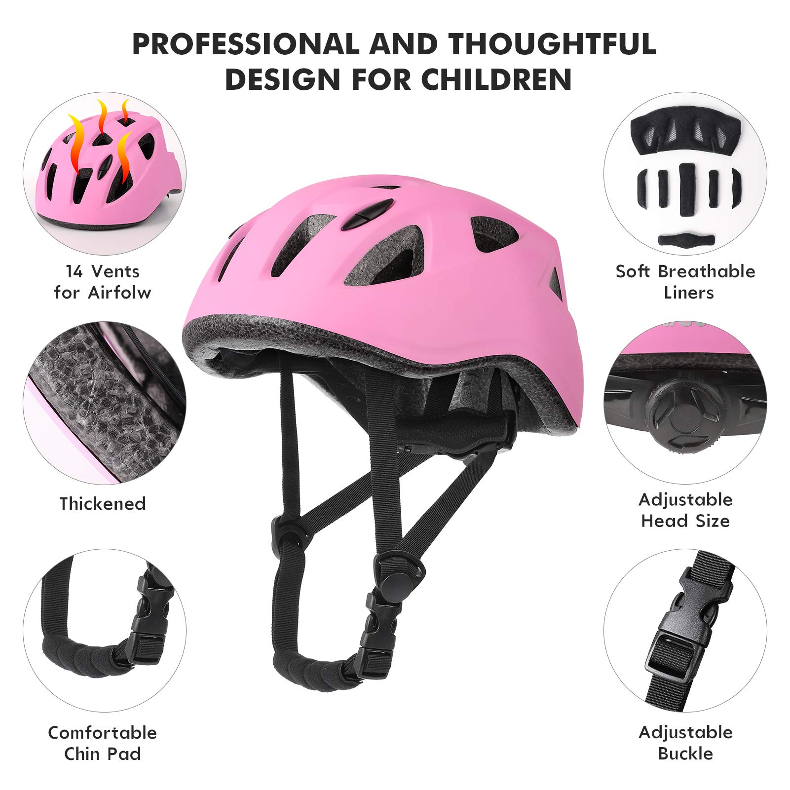 DaCool Kids Bike Helmet for 5~16 Ages Girls Boys Lightweight Toddler Youth Adjustable Cycling Skateboard Girl Helmet Safety Sport Helmet for Bicycle Skating Roller Scooter Outdoor Sports